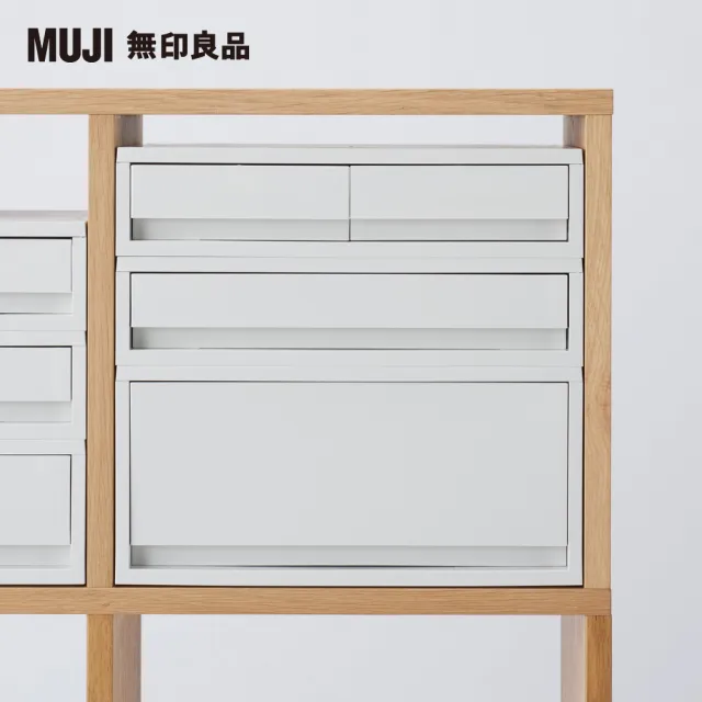 【MUJI 無印良品】PP資料盒/橫式/深型/白灰(4入組)