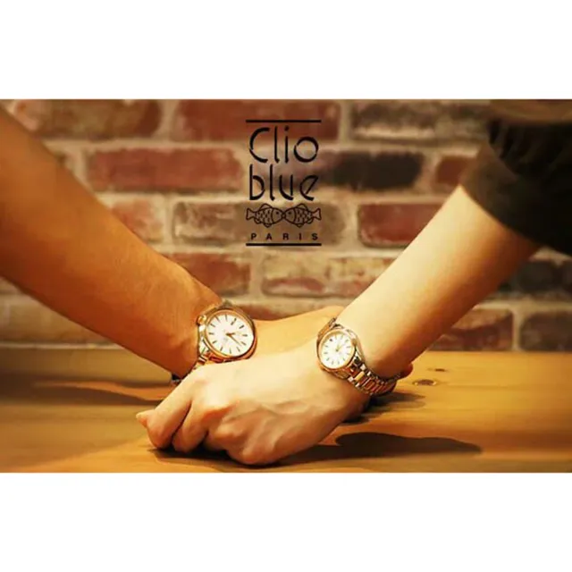 【CLIO BLUE】情人魚親吻對錶-男-典雅玫金(法國巴黎品牌/925純銀)