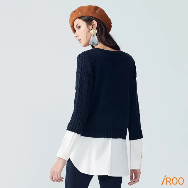 【iROO】假兩件流行設計長袖上衣