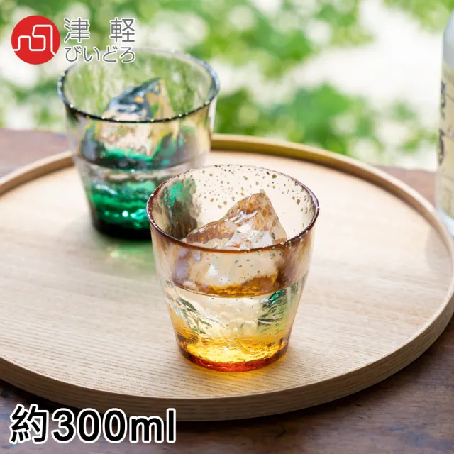 【ADERIA】日本進口津輕系列手作金彩玻璃對杯禮盒300ML/