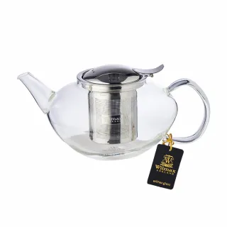 【英國WILMAX】耐熱玻璃不鏽鋼濾網花茶壺(1050ML)