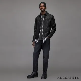 【ALLSAINTS】LARK 經典極簡個性風格對稱口袋皮衣夾克-黑