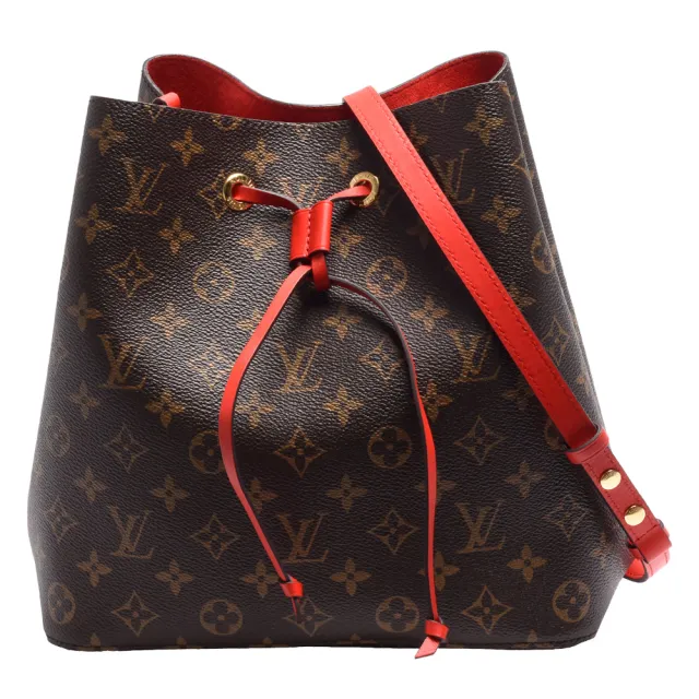 【Louis Vuitton 路易威登】M44021 經典Neonoe系列Monogram帆布印花牛皮鑲飾束口斜背/肩背水桶包