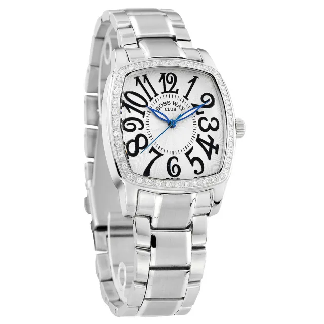 【BOSSWAY】嶄新時光晶鑽腕錶(黑/白-34mm)