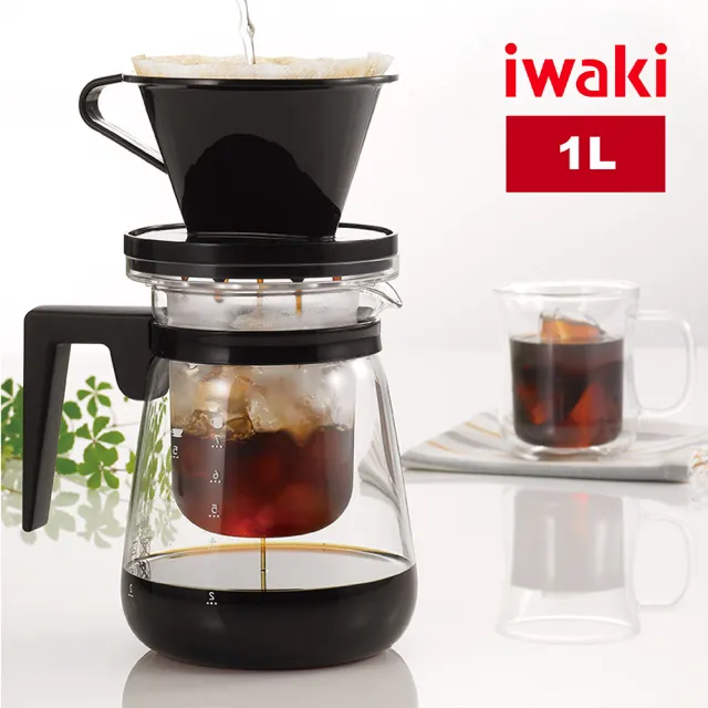 【iwaki】日本品牌冷/熱兩用耐熱玻璃咖啡壺1L/