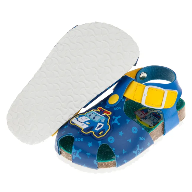 【布布童鞋】POLI救援小英雄警車波力藍色歐風兒童氣墊涼鞋(B9C146B)