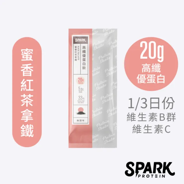 Spark Protein Spark Shake 高纖優蛋白飲 蜜香紅茶拿鐵乳清蛋白 10入無盒包裝 Momo購物網