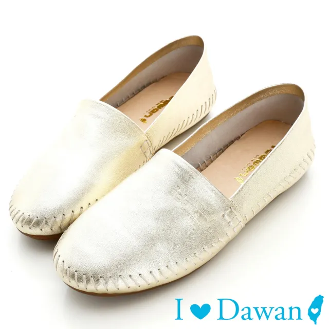 【IDAWAN 愛台灣】金屬光綿羊皮懶人豆豆鞋(共二色)