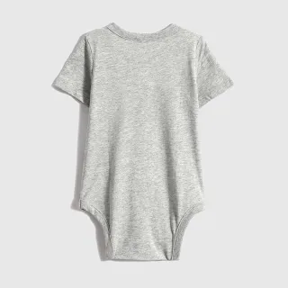 【GAP】嬰兒 布萊納系列 小熊刺繡短袖包屁衣(710486-灰色)