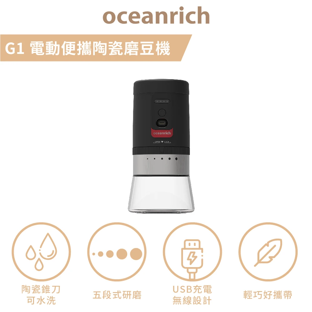 【Oceanrich】G1便攜電動磨豆機(搭載800mah鋰電池USB可充)
