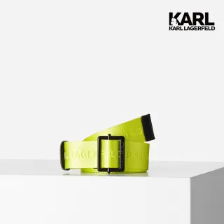 【KARL LAGERFELD 卡爾】KARL LOGO尼龍腰帶-螢光黃(原廠公司貨 新品上市)