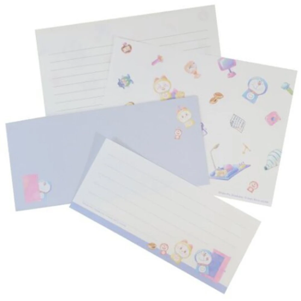 【小禮堂】哆啦A夢 日製 信紙組 信封 便條紙 便箋紙 萬用卡片 《藍 小叮鈴》