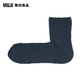 【MUJI 無印良品】男棉混節紗直角短襪(暗藍25~27cm)
