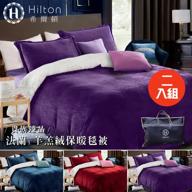 【Hilton 希爾頓】頂級法蘭羊羔絨雙面暖毯被1.5KG/三色任選/2入組(法蘭絨/毯子/羊羔絨/暖暖被/棉被/被子)