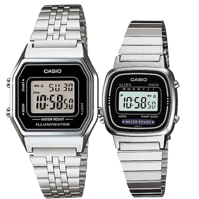 CASIO 卡西歐 簡約時尚男女對錶(LA-680WA-1+LA-670WA-1)