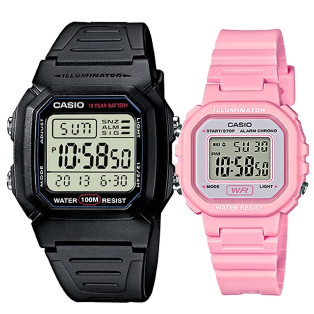 CASIO 卡西歐 實用運動熱賣男女對錶(W-800H-1A+LA-20WH-4A1)