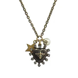 【Dior 迪奧】限量款愛心星星珠珠仿舊吊飾造型時尚長項鍊(金)