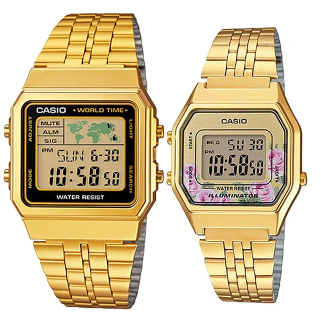 CASIO 卡西歐 簡約時尚男女對錶(A-500WGA-1+LA-680WGA-4C)