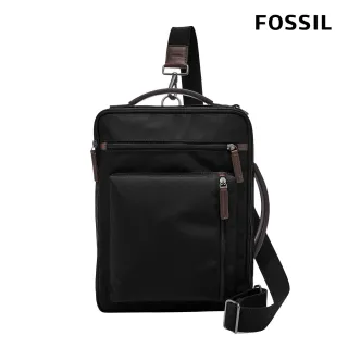 【FOSSIL】Buckner 行動族尼龍電腦包-黑色 MBG9475001(可手提側背斜背)
