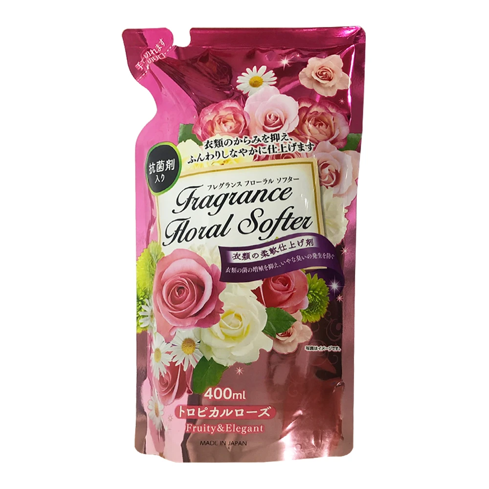 日本 Fragrance Floral Softer衣物 柔軟精 補充包 熱帶玫瑰香 400ml