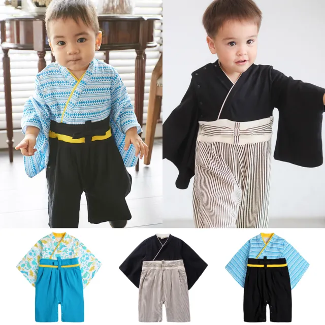 【Baby童衣】任選 兒童套裝 寶寶連身衣 男和服套裝 假兩件日式經典造型和服 37303(恐龍)