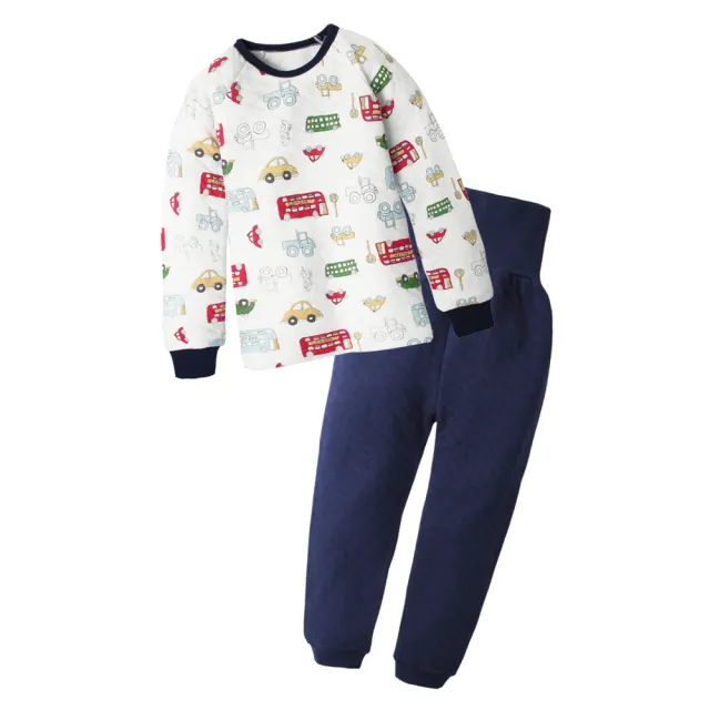 【Baby 童衣】任選 居家服 護肚套裝 印花造型保暖空氣棉 70118(藍企鵝)