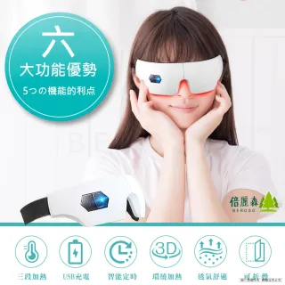 【Beroso 倍麗森】太空智能定時五段溫控熱敷眼罩(白色 溫熱眼罩 618優惠)
