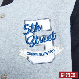 【5th STREET】女鋪棉棒球針織長袖外套-麻灰