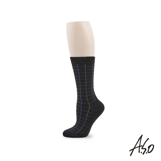 【A.S.O 阿瘦集團】新科技竹炭系列方格紳士襪(深灰)