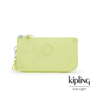 【KIPLING】清新奶油果綠三夾層配件包-CREATIVITY L