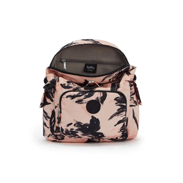Kipling 珊瑚花潑墨拉鍊掀蓋後背包 City Pack Mini Momo購物網
