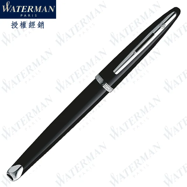 【WATERMAN】海洋系列 麗雅黑色白夾 F尖 鋼筆 法國製造(CARENE系列)