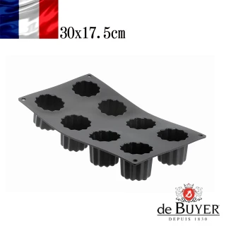 【de Buyer 畢耶】『黑軟矽膠模系列』8格法式可麗露烤模