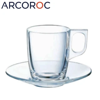 【Arcoroc】強化玻璃咖啡杯盤組(250cc)