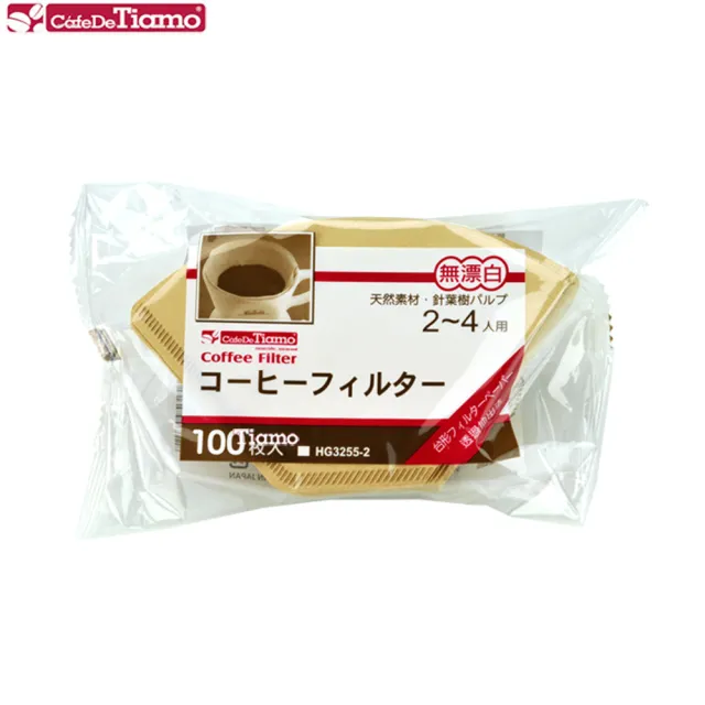 【Tiamo】102無漂白咖啡濾紙2-4人100枚*3袋(HG3255-2)/