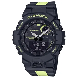 【CASIO 卡西歐】G-SHOCK雙顯手錶(黑x螢光 GBA-800LU-1A1)
