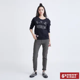 【5th STREET】女毛金鎖鍊繡厚長袖T恤-黑色