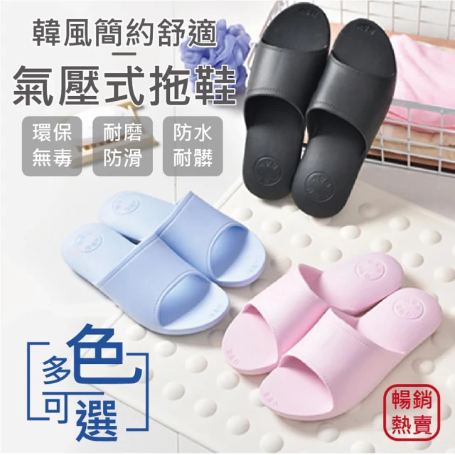 【團購世界】韓風簡約舒適氣壓式拖鞋2入組(韓風簡約舒適氣壓式拖鞋)