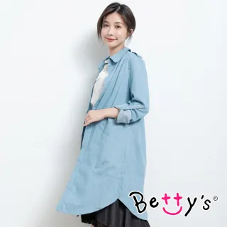 【betty’s 貝蒂思】韓風率性牛仔長版襯衫(淺藍)