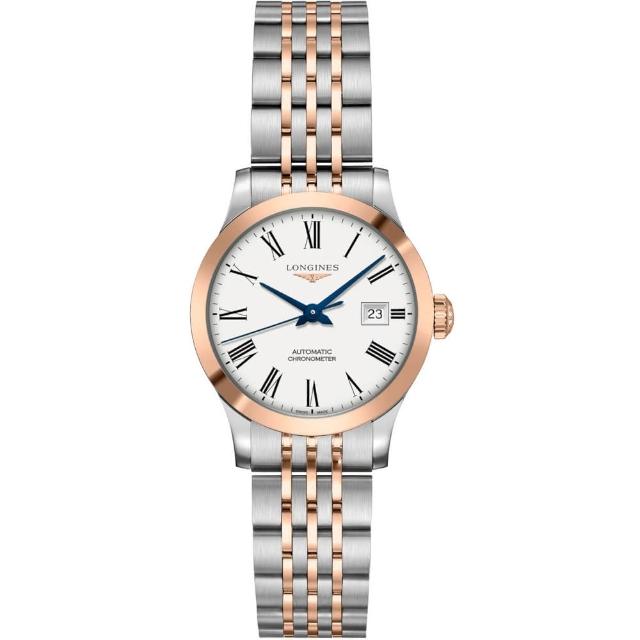 【LONGINES 浪琴】Record 開創者18K玫瑰金機械女錶-30mm(L23215117)