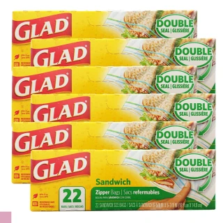 【GLAD】超密封拉鏈袋 保鮮袋 22入/盒x6盒(蔬果 保鮮 分裝)