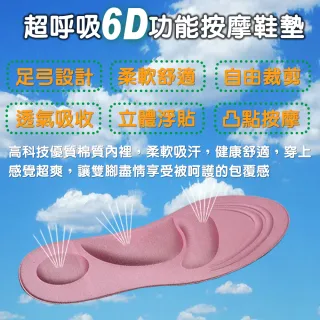 【輕鬆大師】6D釋壓高科技棉按摩鞋墊(顏色款式可選*共7雙)