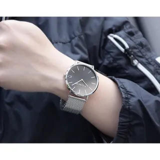 【COACH】紳士銀色圓框 黑面 米蘭錶帶 年中慶(CO14602144)