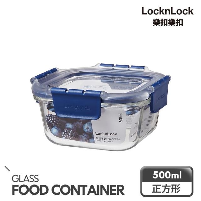 【LocknLock 樂扣樂扣】頂級透明耐熱玻璃保鮮500ml(正方形)