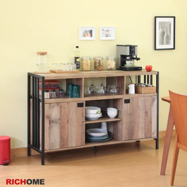Richome 漢克雙門工業風餐櫃 收納櫃 置物櫃 廚房櫃 超寬敞設計 Momo購物網