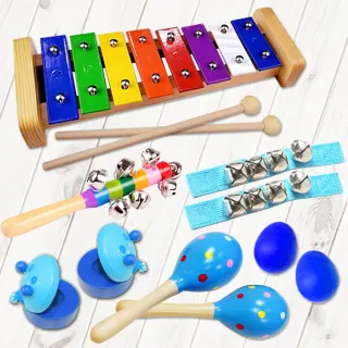 【美佳音樂】奧福打擊樂器/兒童樂器 6件組-藍色(含袋)