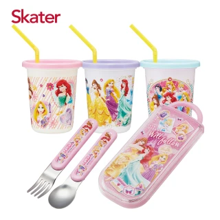 【Skater】日本製3入水杯+CC2餐具組(迪士尼公主)