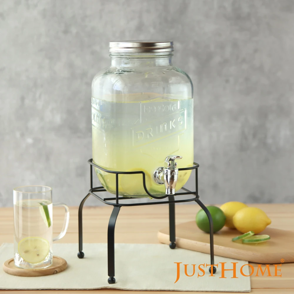 【Just Home】玻璃飲料桶 果汁桶 飲料桶玻璃 玻璃派對飲料桶 果汁桶 泡酒瓶