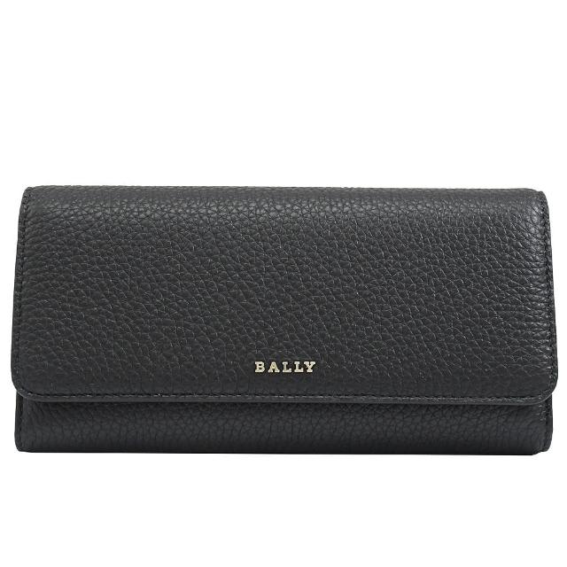 BALLY【BALLY】金屬品牌LOGO小牛皮三折零錢長夾(黑)