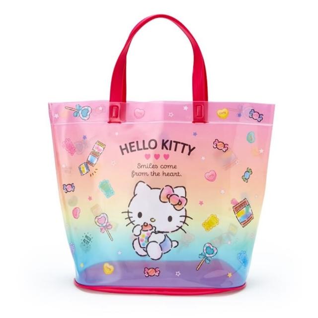小禮堂【小禮堂】Hello Kitty 透明海灘袋 水桶提袋 游泳袋 泳具袋 防水袋 《紅 2021炎夏企劃》